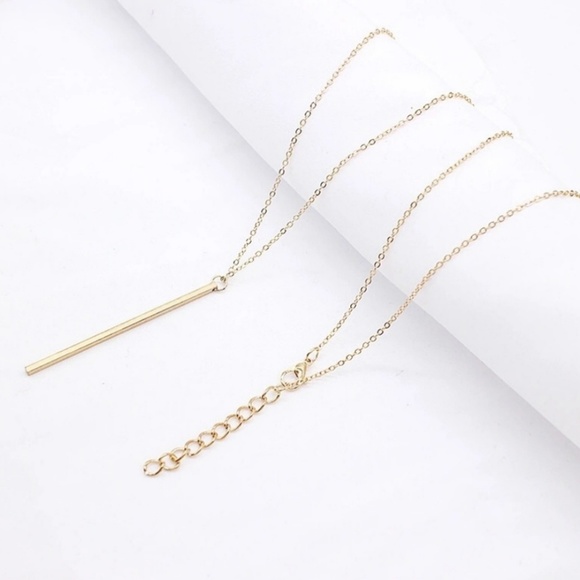Long Gold Bar Necklace - Picture 2 of 3
